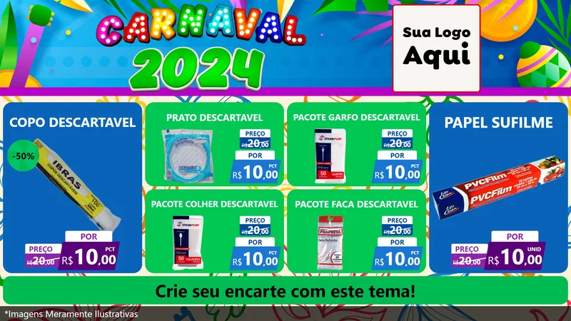 Modelo de TV para TV Horizontal com o tema Carnaval 2027 para Embalagens