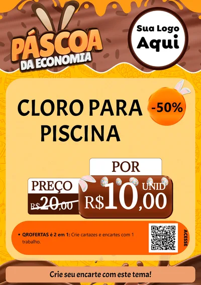Modelo de Cartaz para Cartaz A4 Vertical com o tema Páscoa da Economia para Produtos para Piscina