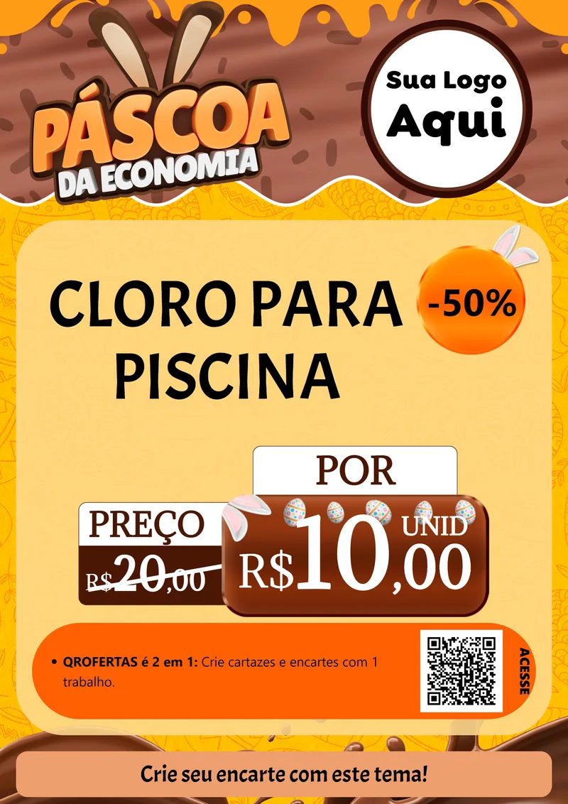 Modelo de Cartaz para Cartaz A4 Vertical com o tema Páscoa da Economia para Produtos para Piscina