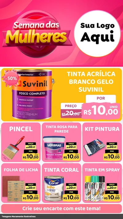 Modelo de Rede Social para Stories com o tema Semana das Mulheres para Tintas e Ferramentas