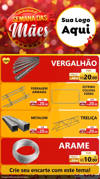 Modelo de TV para TV Vertical com o tema Semana das Mães para Ferragens