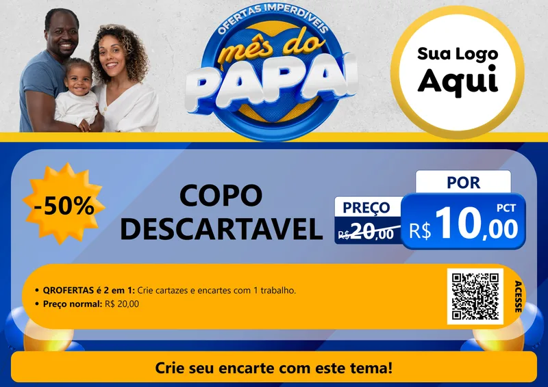 Modelo de Cartaz para Cartaz A4 Horizontal com o tema Ofertas Imperdíveis Mês Do Papai para Embalagens