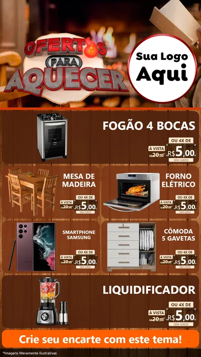 Modelo de TV para TV Vertical com o tema Ofertas Para Aquecer para Móveis e Eletro