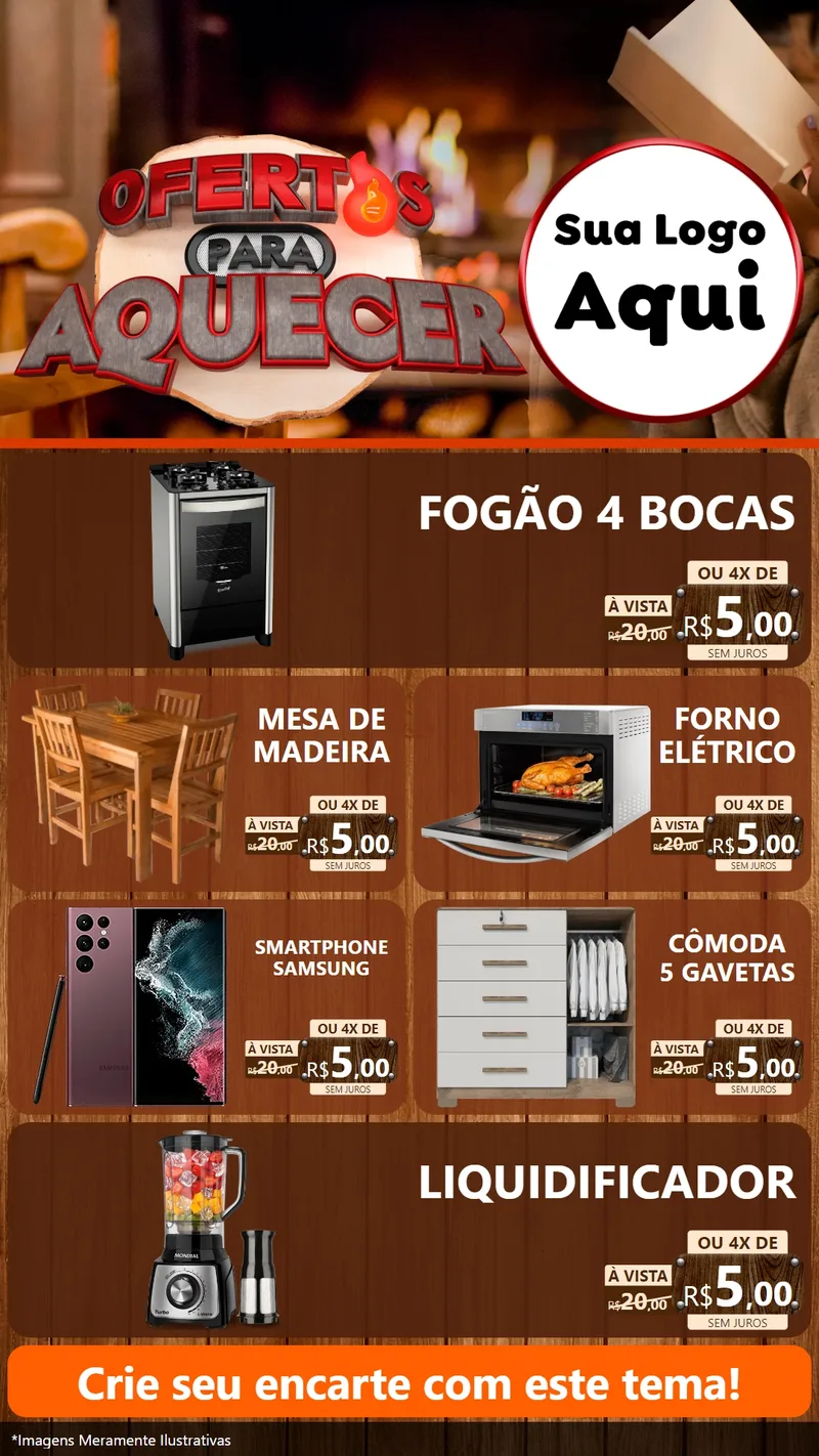 Modelo de TV para TV Vertical com o tema Ofertas Para Aquecer para Móveis e Eletro