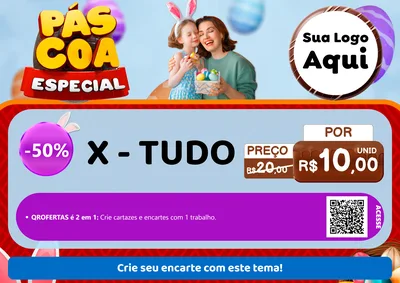 Modelo de Cartaz para Cartaz A4 Horizontal com o tema Páscoa Especial para Hamburgueria