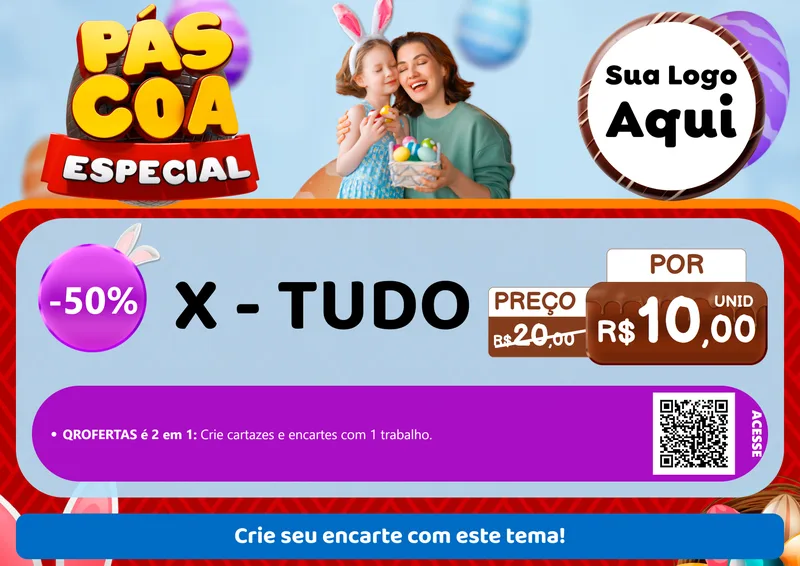 Modelo de Cartaz para Cartaz A4 Horizontal com o tema Páscoa Especial para Hamburgueria