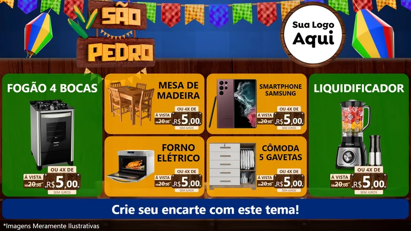 Modelo de TV para TV Horizontal com o tema São Pedro para Móveis e Eletro