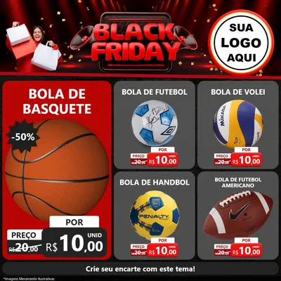 Modelo de Rede Social para Feed Facebook com o tema Black Friday para Artigos Esportivos