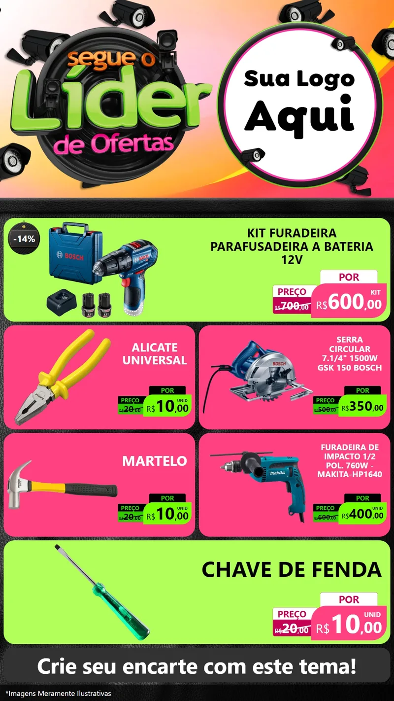 Modelo de TV para TV Vertical com o tema Segue o Líder de Ofertas para Maquinas e Ferramentas
