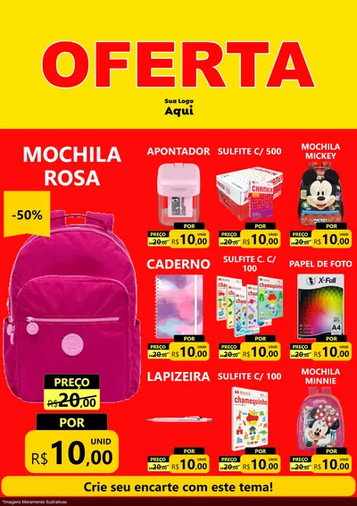 Modelo de Encarte para Encarte A4 Vertical com o tema OFERTA - Vermelho Cartaz para Papelaria