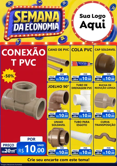 Modelo de Encarte para Encarte A4 Vertical com o tema Semana da Economia para Tubos e conexões