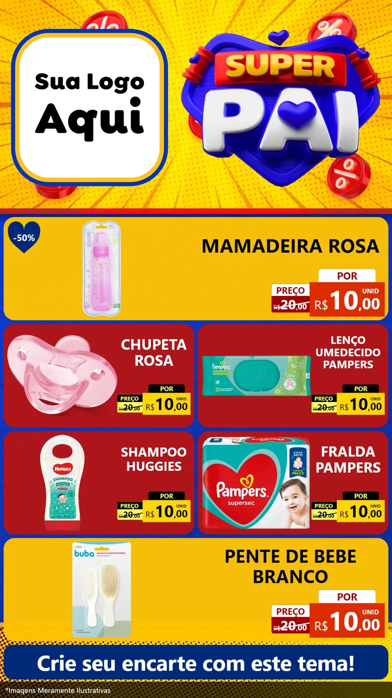 Modelo de TV para TV Vertical com o tema Super Pai para Bebês