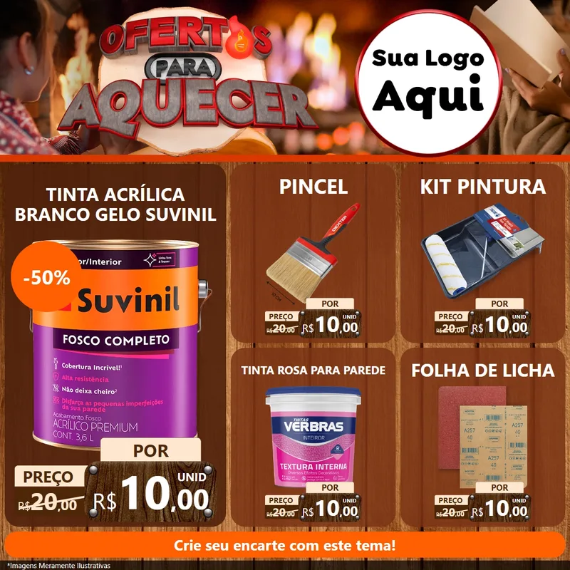 Modelo de Rede Social para Feed Facebook com o tema Ofertas Para Aquecer para Tintas e Ferramentas
