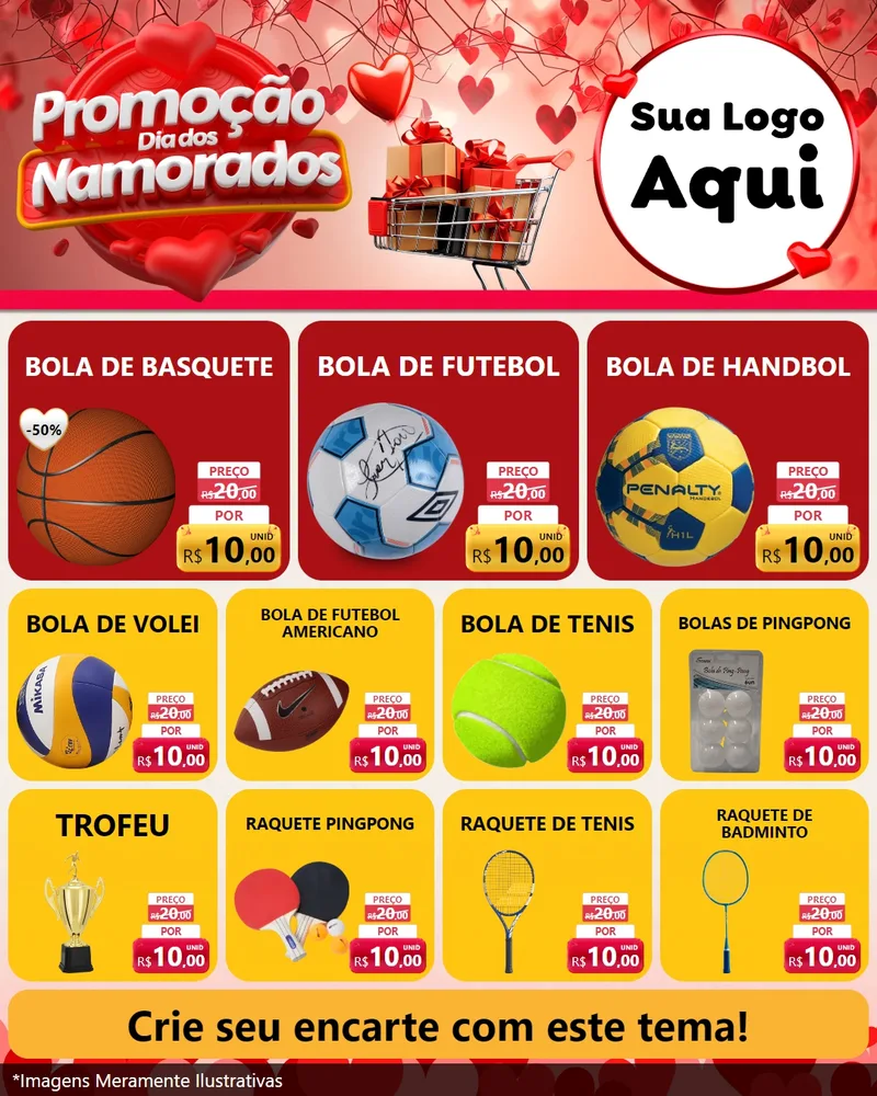 Modelo de Rede Social para Feed Instagram com o tema Promoção Dia dos Namorados para Artigos Esportivos