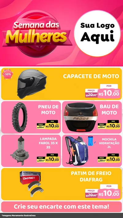 Modelo de TV para TV Vertical com o tema Semana das Mulheres para Moto peças