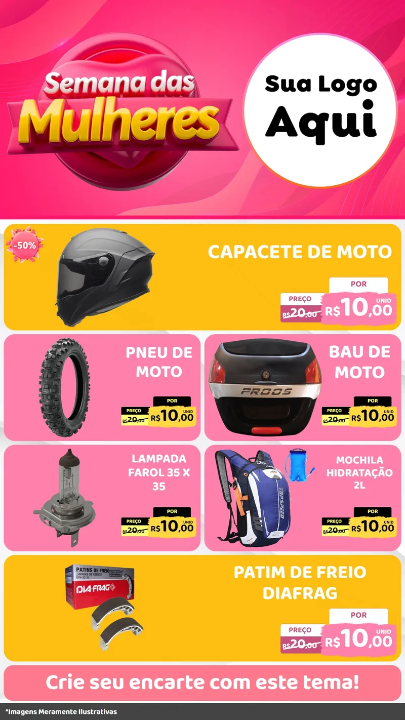 Modelo de TV para TV Vertical com o tema Semana das Mulheres para Moto peças