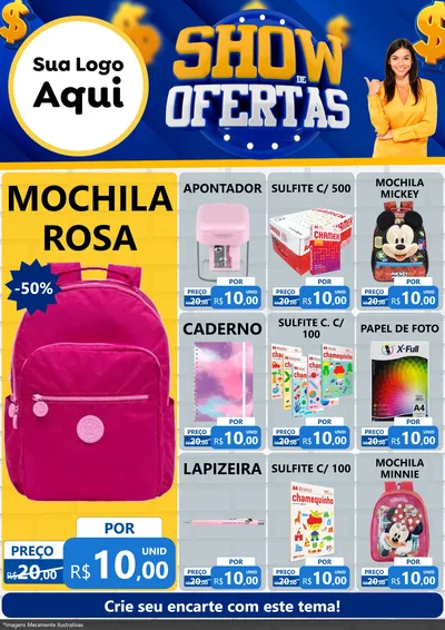 Modelo de Encarte para Encarte A4 Vertical com o tema Show de Ofertas para Papelaria