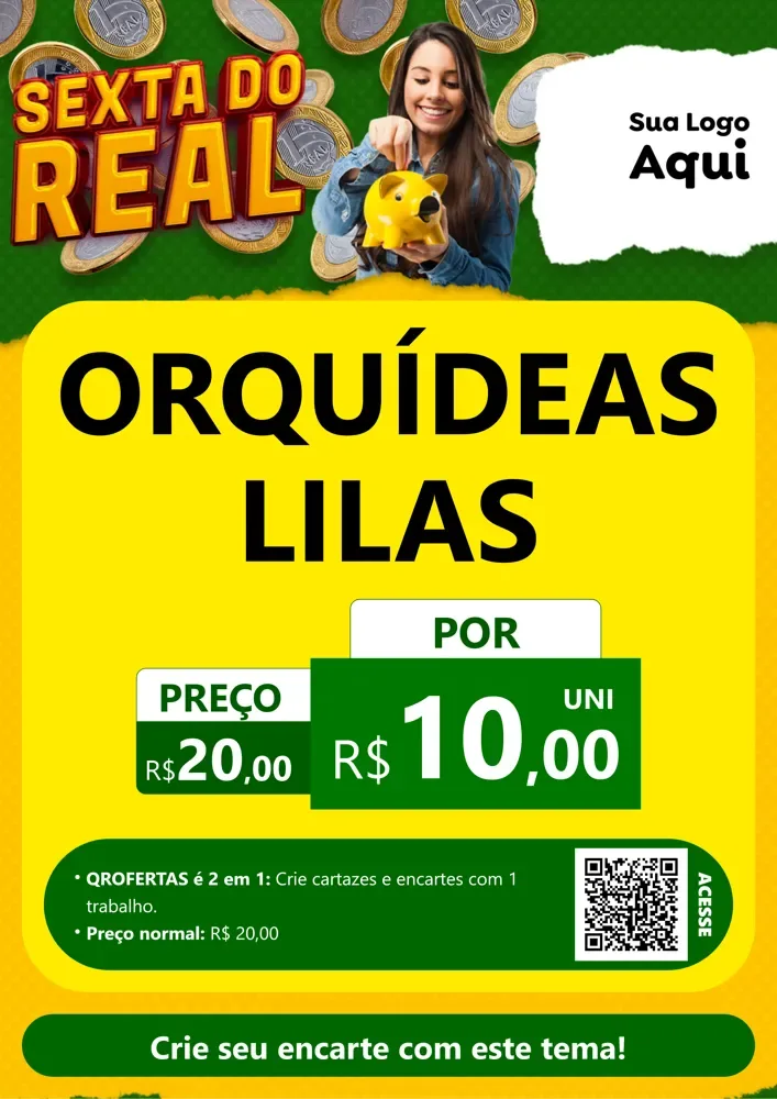 Modelo de Cartaz para Cartaz A4 Vertical com o tema Sexta do Real para Floricultura e jardim
