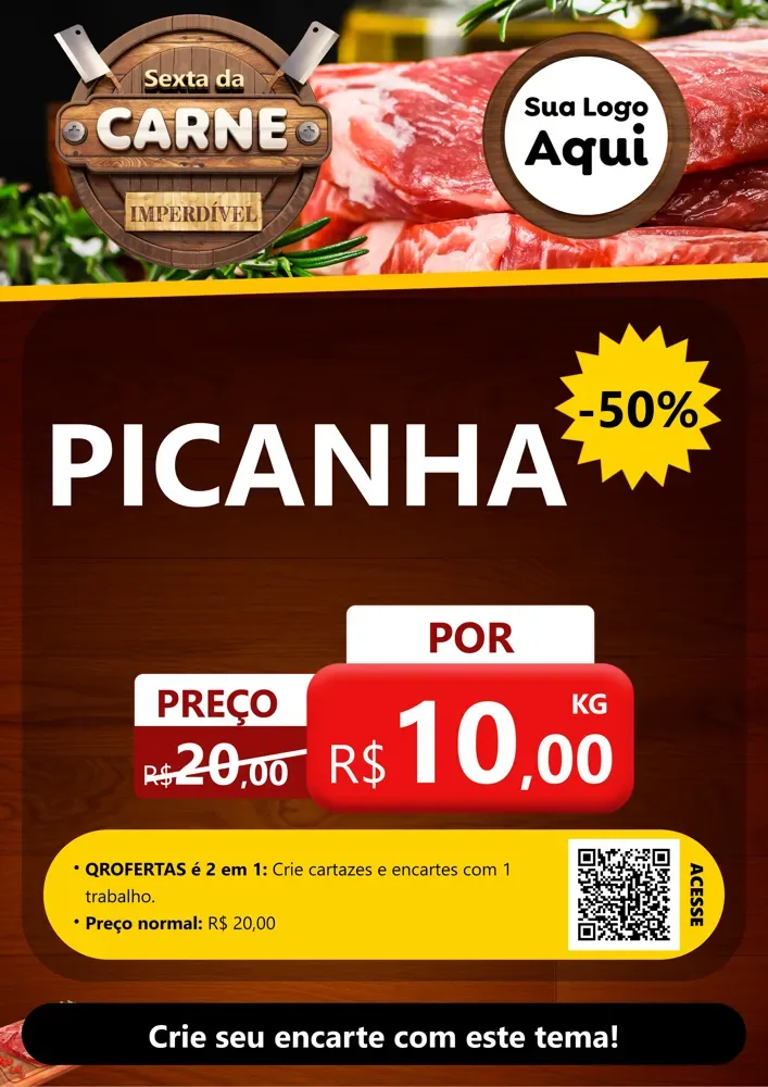 Modelo de Cartaz para Cartaz A4 Vertical com o tema Sexta Da Carne para Açougue