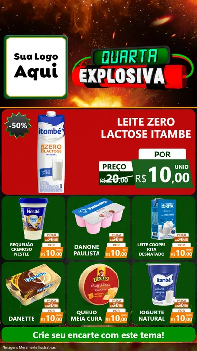 Modelo de Rede Social para Stories com o tema Quarta Explosiva para Frios e Laticínios