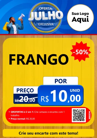 Modelo de Cartaz para Cartaz A4 Vertical com o tema Oferta Exclusiva, Julho para Assados