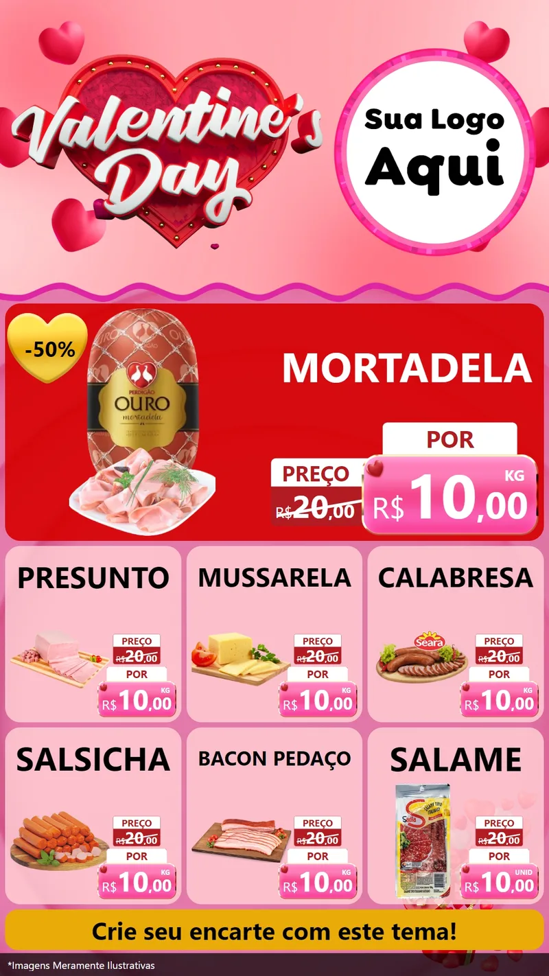 Modelo de Rede Social para Stories com o tema Valentine's Day para Frios e Laticínios