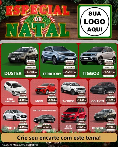 Modelo de Rede Social para Feed Instagram com o tema Especial de Natal para Concessionaria de Carros