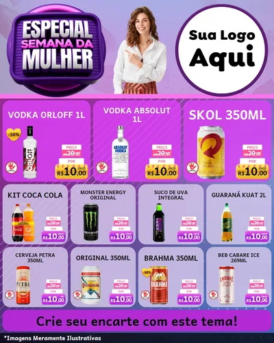 Modelo de Rede Social para Feed Instagram com o tema Especial Semana da Mulher para Distribuidora de bebidas
