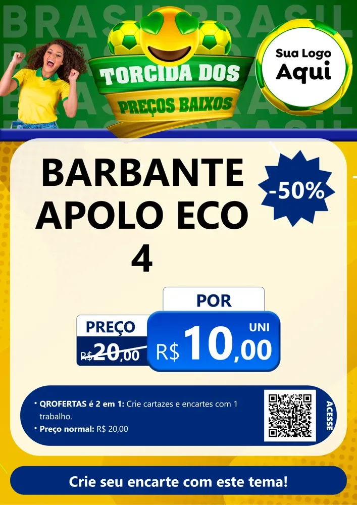 Modelo de Cartaz para Cartaz A4 Vertical com o tema Torcida dos Preços Baixos - Copa para Armarinho e Aviamentos