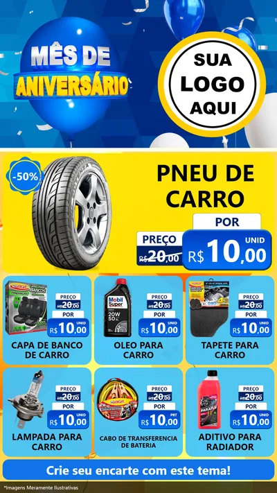 Modelo de Rede Social para Stories com o tema Mês de Aniversário para Auto peças