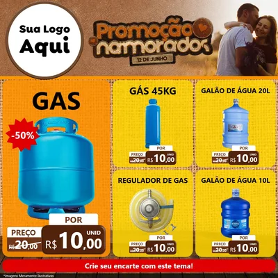 Modelo de Rede Social para Feed Facebook com o tema Promoção Namorados para Água e gás