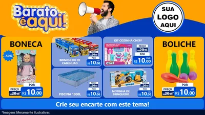 Modelo de TV para TV Horizontal com o tema Barato é aqui para Brinquedos