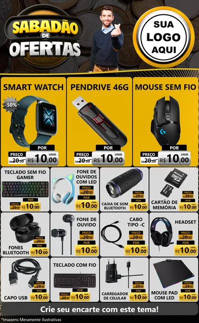 Modelo de Encarte para Encarte Grande com o tema Sabadão de Ofertas para Informática