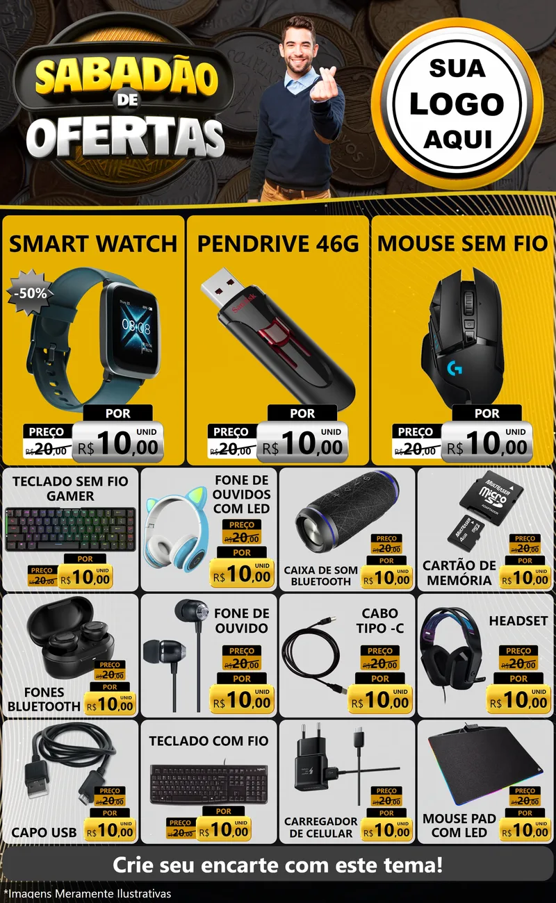 Modelo de Encarte para Encarte Grande com o tema Sabadão de Ofertas para Informática