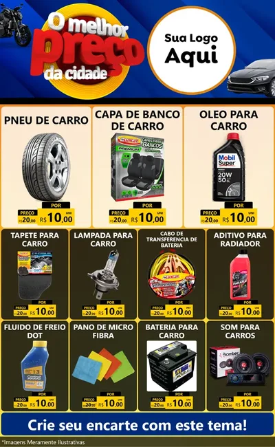 Modelo de Encarte para Encarte Grande com o tema O Melhor Preço da Cidade - Auto e Motopeças para Auto peças