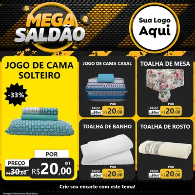Modelo de Rede Social para Feed Facebook com o tema Mega Saldão para Cama, Mesa e Banho