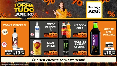 Modelo de TV para TV Horizontal com o tema Torra Tudo Janeiro para Distribuidora de bebidas