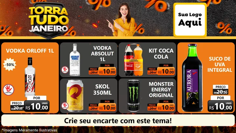 Modelo de TV para TV Horizontal com o tema Torra Tudo Janeiro para Distribuidora de bebidas