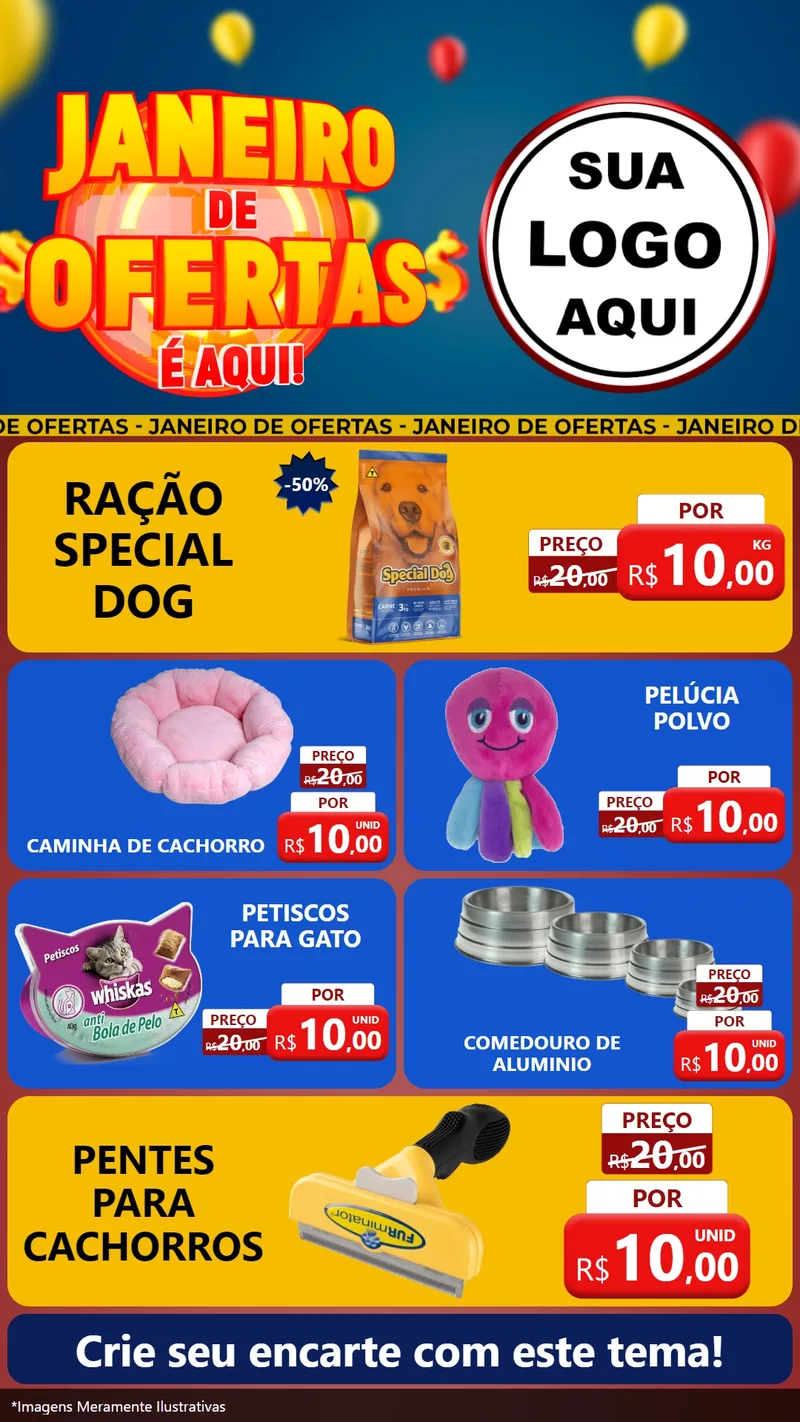 Modelo de TV para TV Vertical com o tema Janeiro de Ofertas É Aqui! para Pet Shop