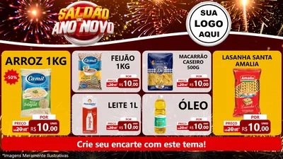 Modelo de TV para TV Horizontal com o tema Saldão de Ano Novo para Supermercado