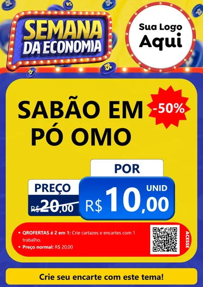 Modelo de Cartaz para Cartaz A4 Vertical com o tema Semana da Economia para Produtos de Limpeza