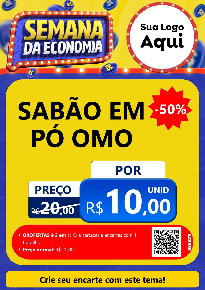 Modelo de Cartaz para Cartaz A4 Vertical com o tema Semana da Economia para Produtos de Limpeza