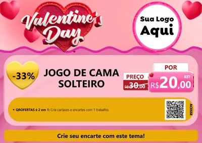 Modelo de Cartaz para Cartaz A4 Horizontal com o tema Valentine's Day para Cama, Mesa e Banho