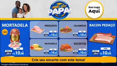 Modelo de TV para TV Horizontal com o tema Ofertas Imperdíveis Mês Do Papai para Frios e Laticínios