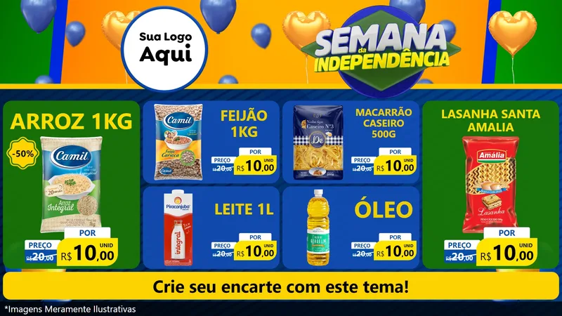 Modelo de TV para TV Horizontal com o tema Semana da Independência para Supermercado