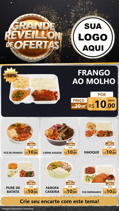 Modelo de Rede Social para Stories com o tema Grande Réveillon de Ofertas para Restaurante