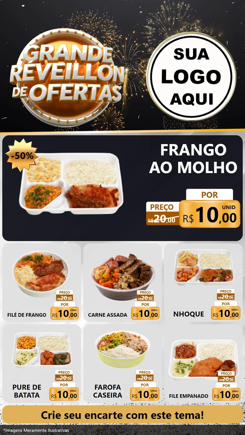 Modelo de Rede Social para Stories com o tema Grande Réveillon de Ofertas para Restaurante
