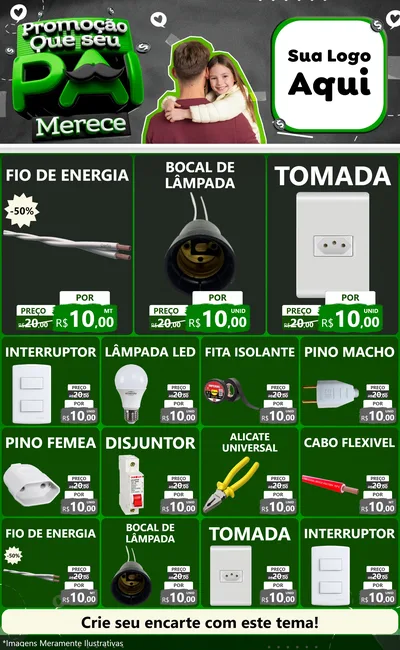 Modelo de Encarte para Encarte Grande com o tema Promoção Que seu Pai Merece para Materiais Elétricos