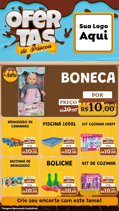 Modelo de Rede Social para Stories com o tema Ofertas de Páscoa para Brinquedos