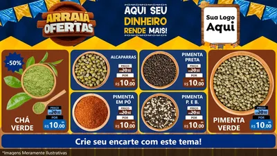 Modelo de TV para TV Horizontal com o tema Arraiá de Ofertas - Junina para Produtos Naturais